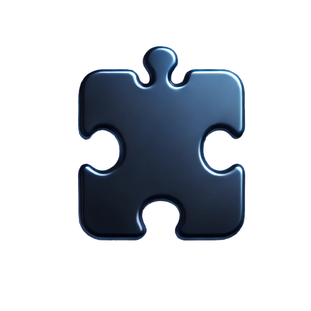DALL·E 2025-01-25 11.45.53 - A single dark blue puzzle piece, isolated, with a clean and s
