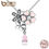 Thumbnail: BAMOER 925 Sterling Silver Pink Heart Blossom Cherry Flower 45CM Pendants Neckla