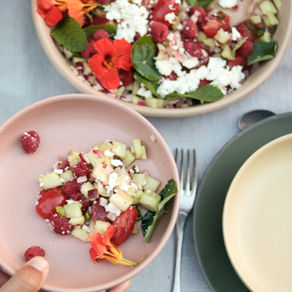 salade capucine framboises