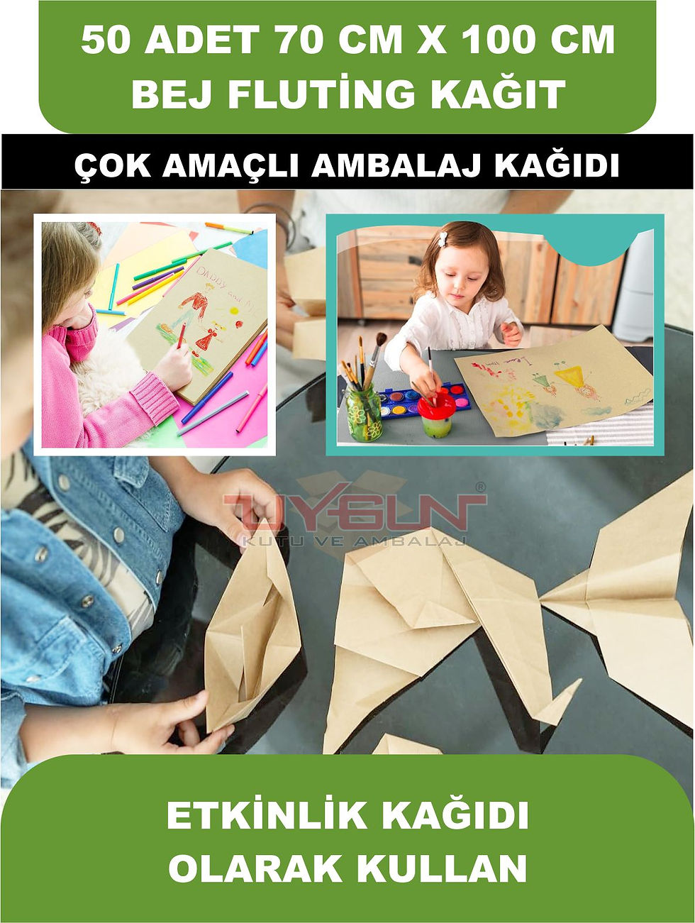 Küçük resim: 50 Adet 70cm x 100cm 100 Gr. Fluting Bej Kağıt, Hediye, Ürün Paketleme Kağıdı
