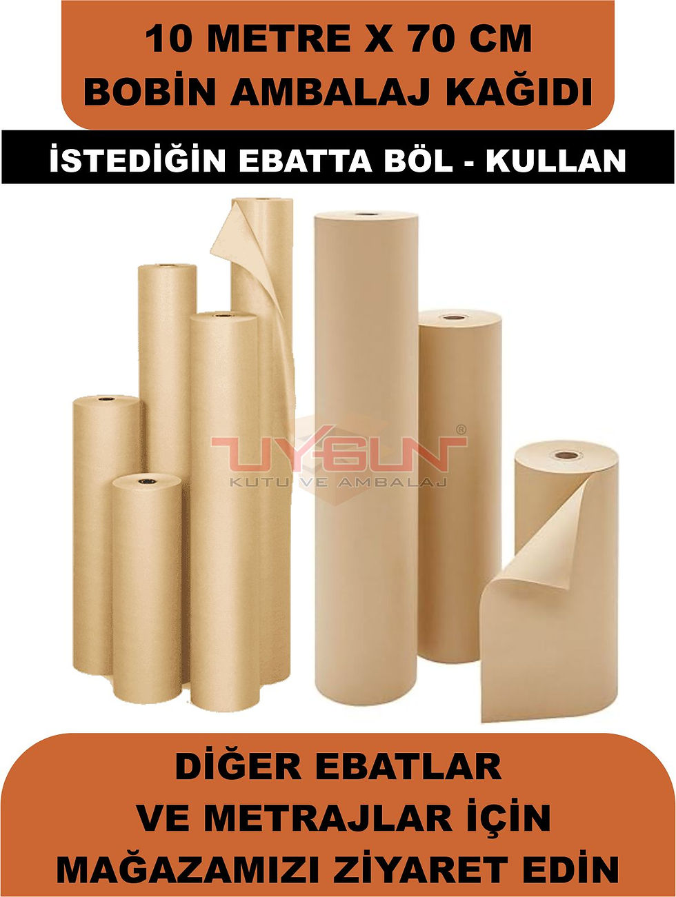 Küçük resim: 70 Cm x 10 Metre Rulo Bobin Kraft Rengi, Ev Eşyası, Çeyiz, Hediye Ambalaj Kağıdı