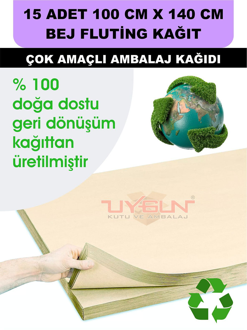 Küçük resim: 15 Adet 100cm x 140cm 100 Gr. Fluting Bej Kağıt, Hediye, Ürün Paketleme Kağıdı