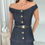 Thumbnail: Off shoulder denim top and skirt set