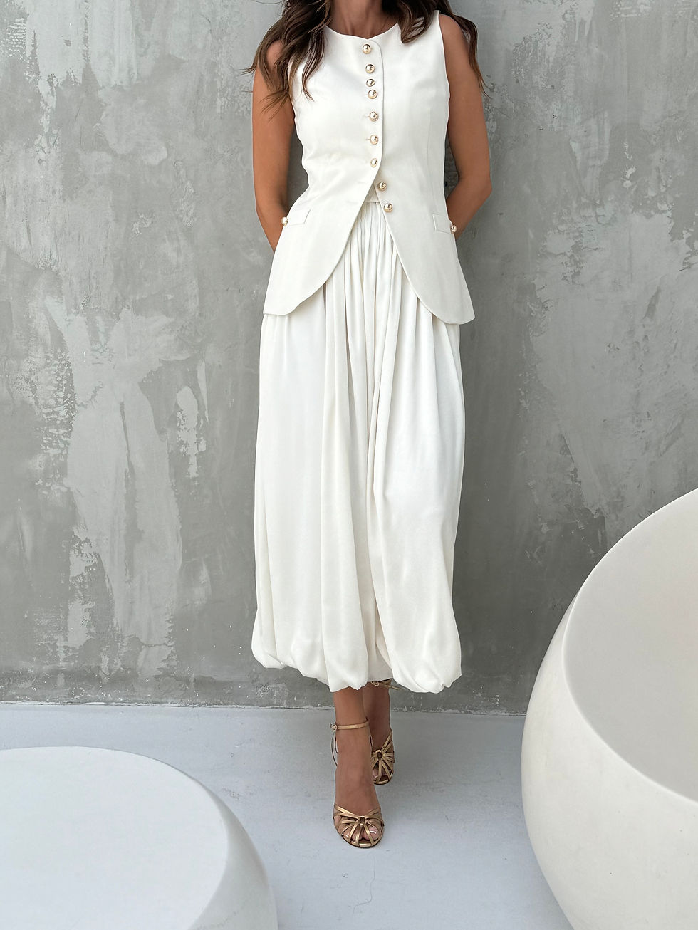 Thumbnail: Ivory waistcoat and bubble skirt set