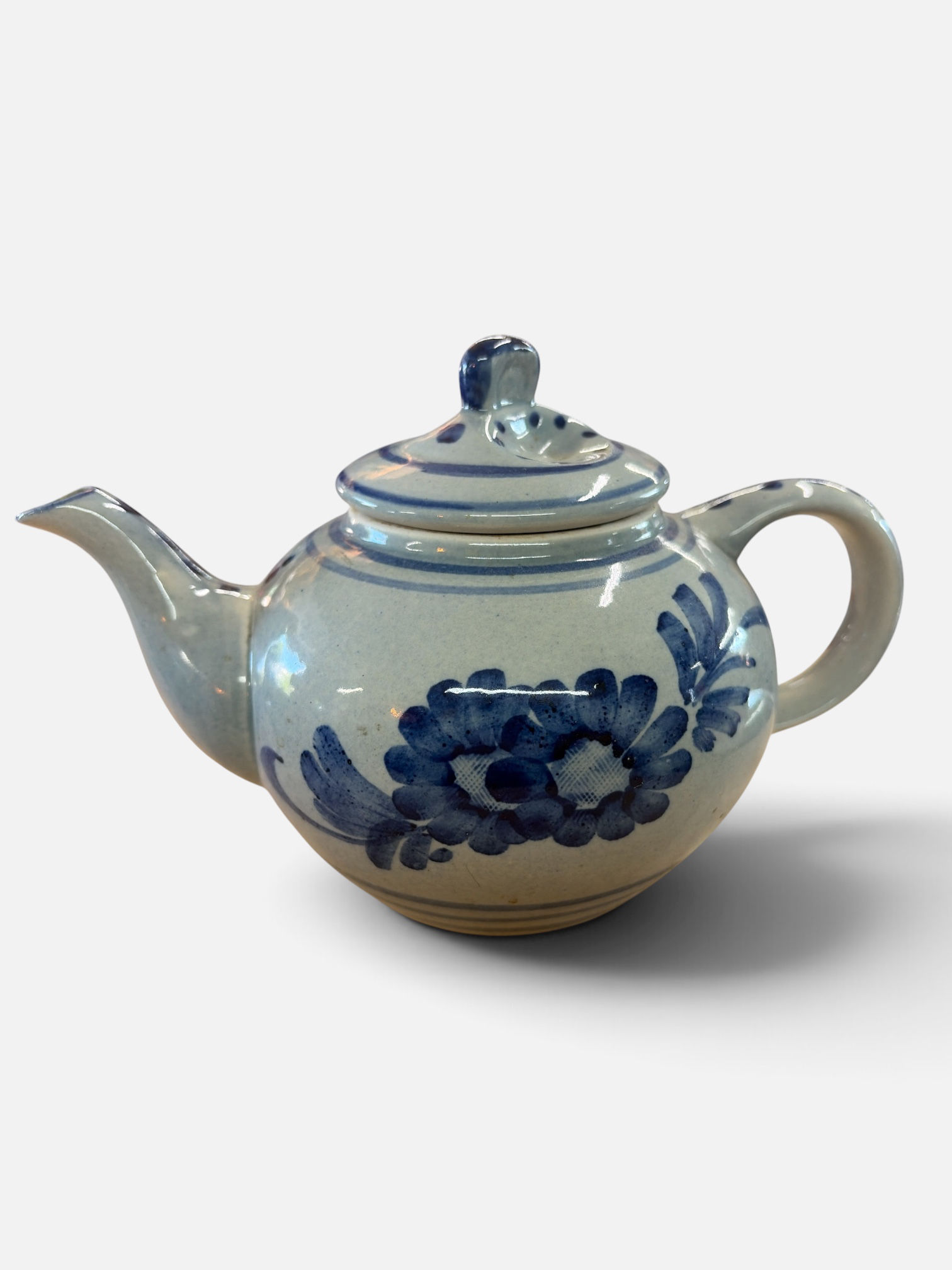 Service à thé vintage en grès peint à la main — Style Tonalá mexicain, théière +