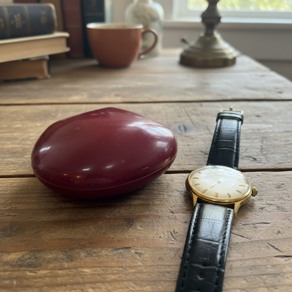 Écrin de présentation vintage Benrus “Waterproof” — Coffret à montre, coque bour