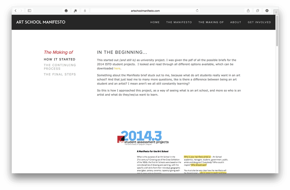 Art School Manifesto - Manifesto Creation Making of Webpage