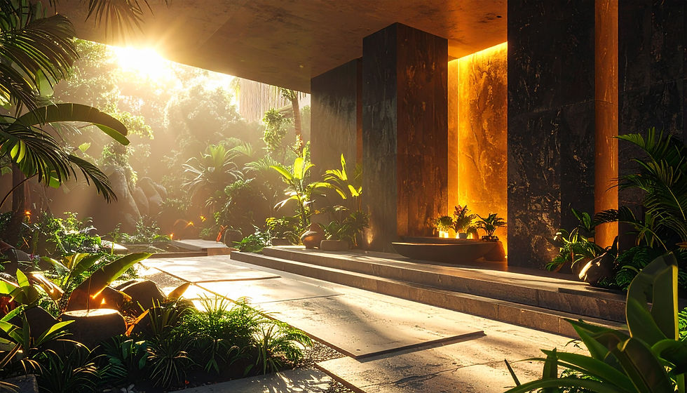 Firefly_luxury holistic wellness sanctuary, with sacred modern architecture, ancient egypt