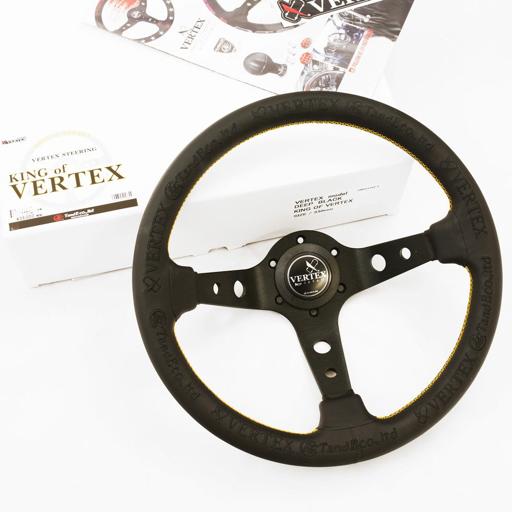 Vertex "King" 330mm Steering Wheel in Black Suede