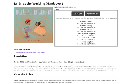 Books Inc.'s product detail page overuses containers filled with information