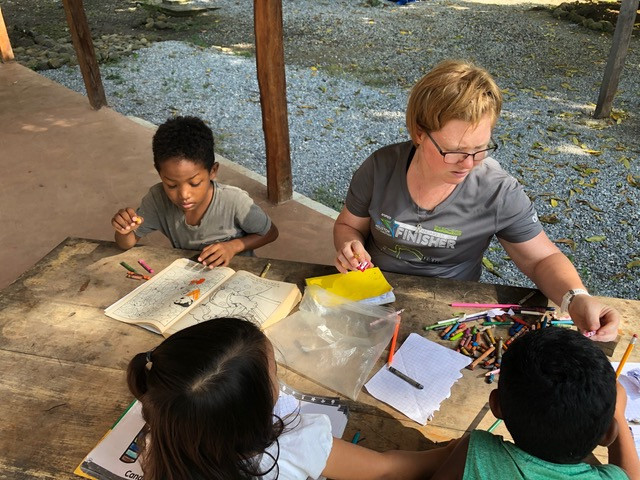 Missionary and children coloring.