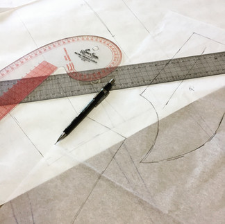 pattern drafting with ruler and pencil