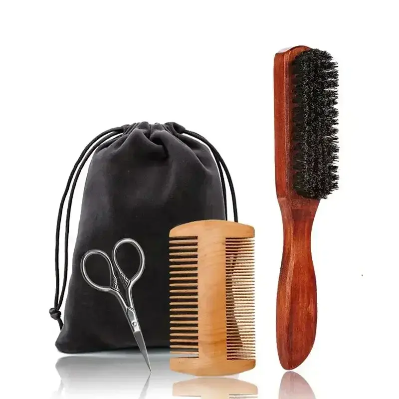 Thumbnail: Professional Soft Boar Bristle Wood Beard Brush