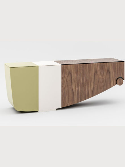 Luxury African diaspora furniture – sculptural console in walnut and porcelain