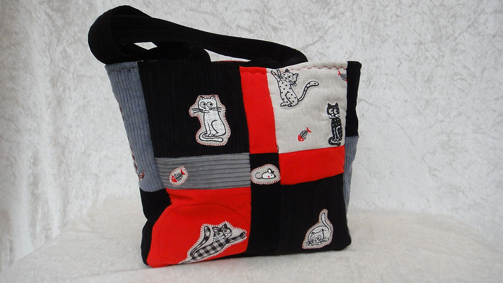 356 - sac cabas chats rouges- 39€