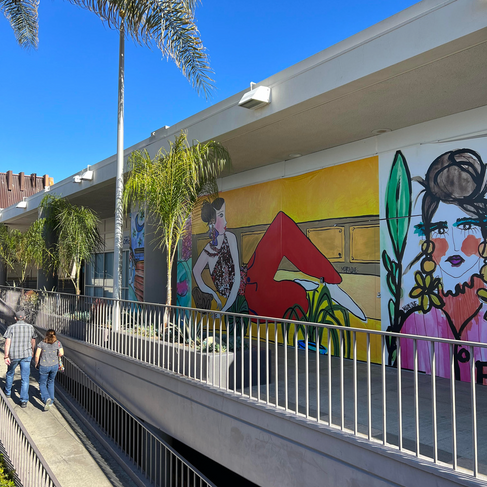 More than six large murals, signs and barricades are featured in three different Westfield shopping centers in San Diego with previous illustrations made by Mariel Mendez of MARALOVE.