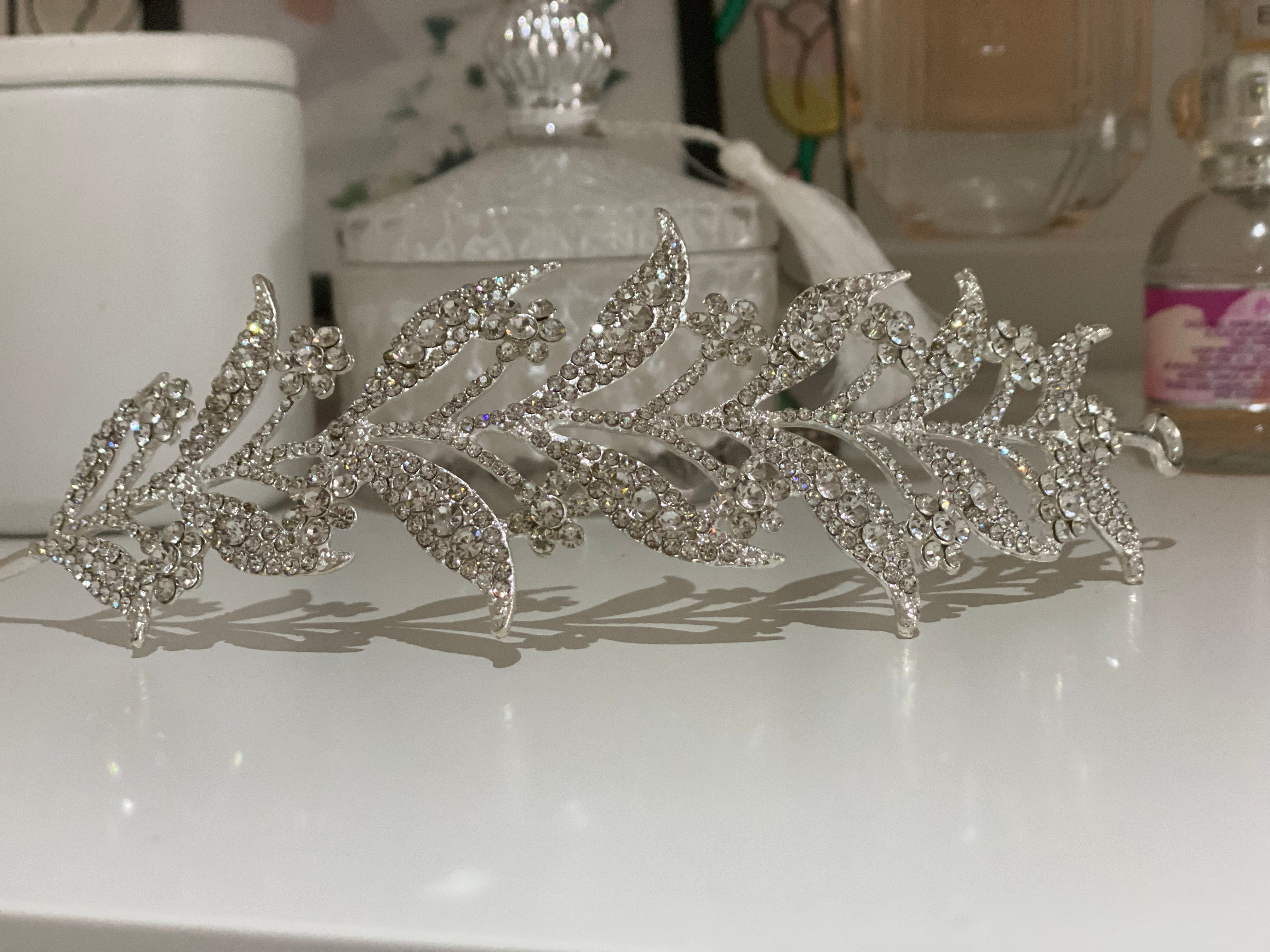 Stunning bridal crystal CZ  hairpiece silver colour 