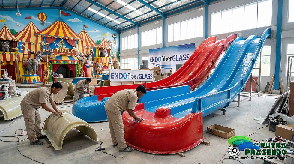 bahan fiberglass kuat dan aman untuk waterpark