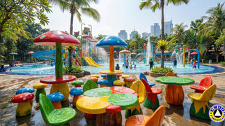 Meja kursi fiberglass waterpark