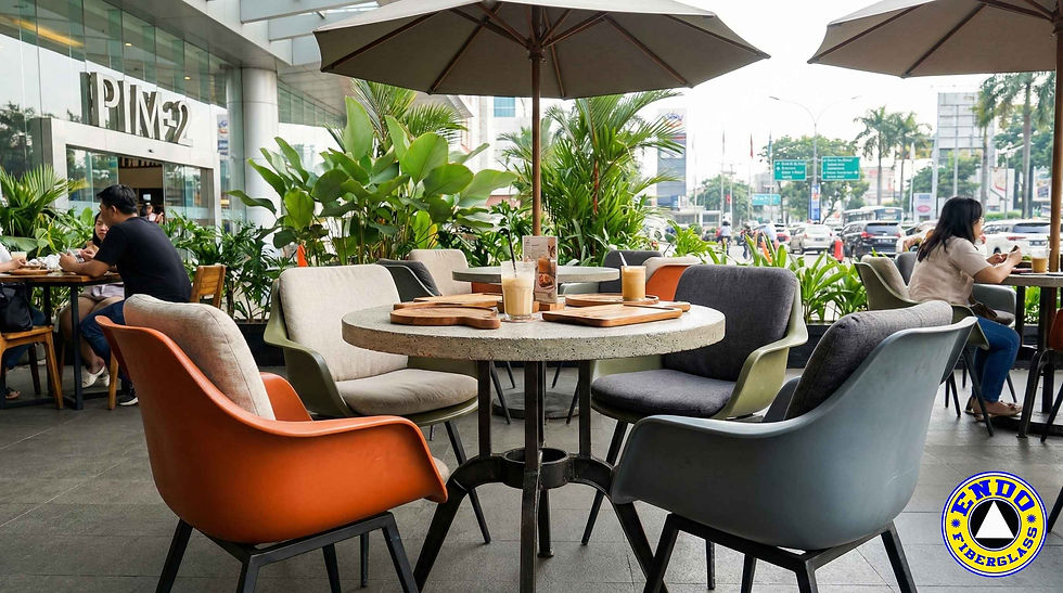 Meja Kursi Fiberglass Industrial + Cushion