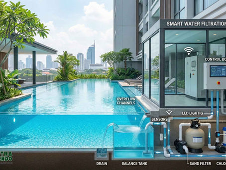 Sistem filtrasi air pintar menjaga kejernihan kolam waterpark modern