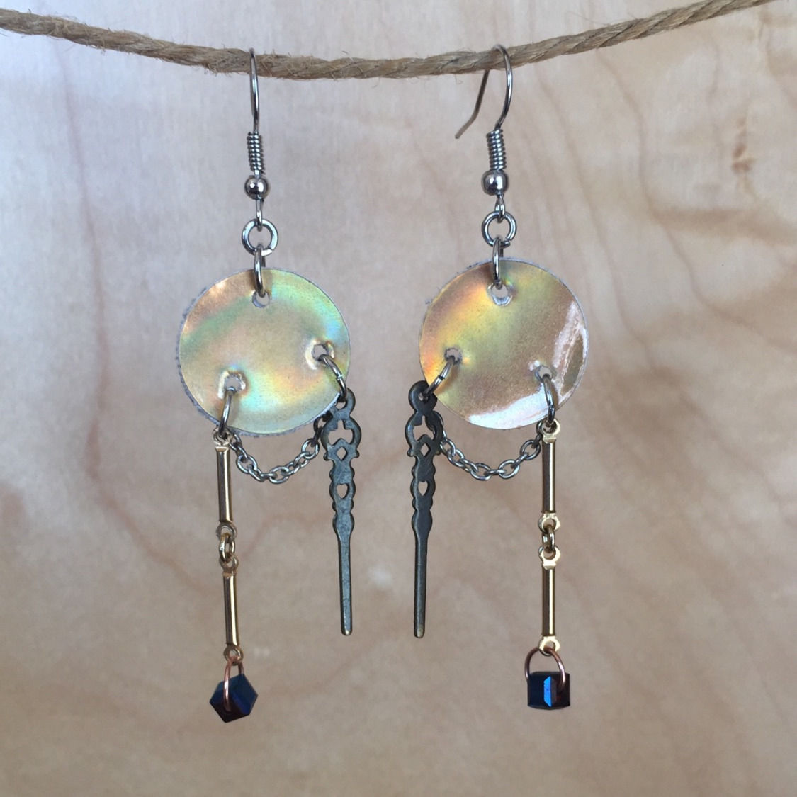 Pearlescent Spike and Cube Earrings by Emily Brooks