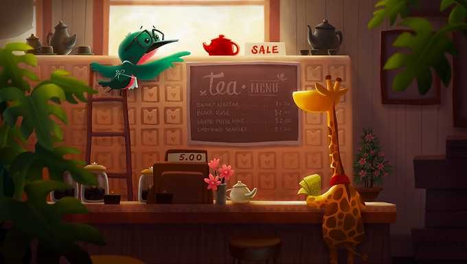 Hummingbird's Tea Shop Print by Alice Wong