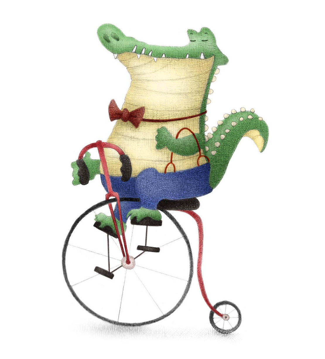Dapper Crocodile Bicycle Print by Ria Art