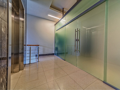 Modern-frosted-glass-doors-entrance-near