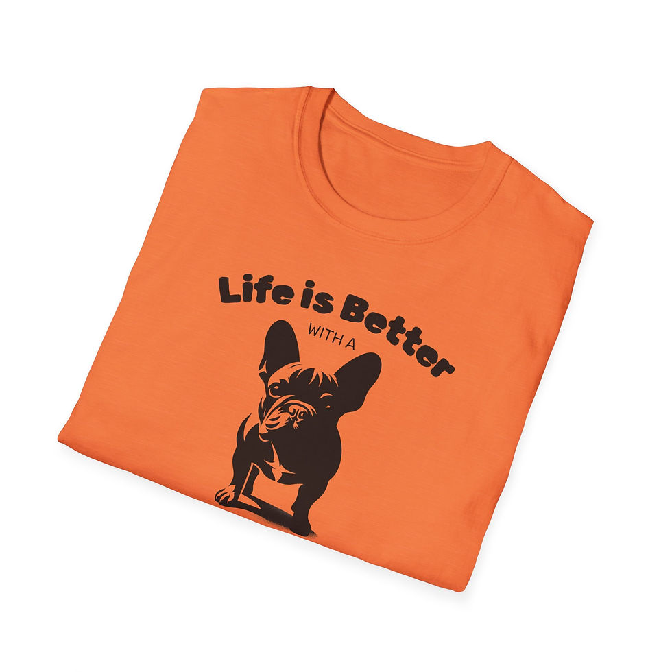 Thumbnail: Life is Better with a Frenchie Unisex Tee-Funny Pet T-Shirt, Cute French Bulldog