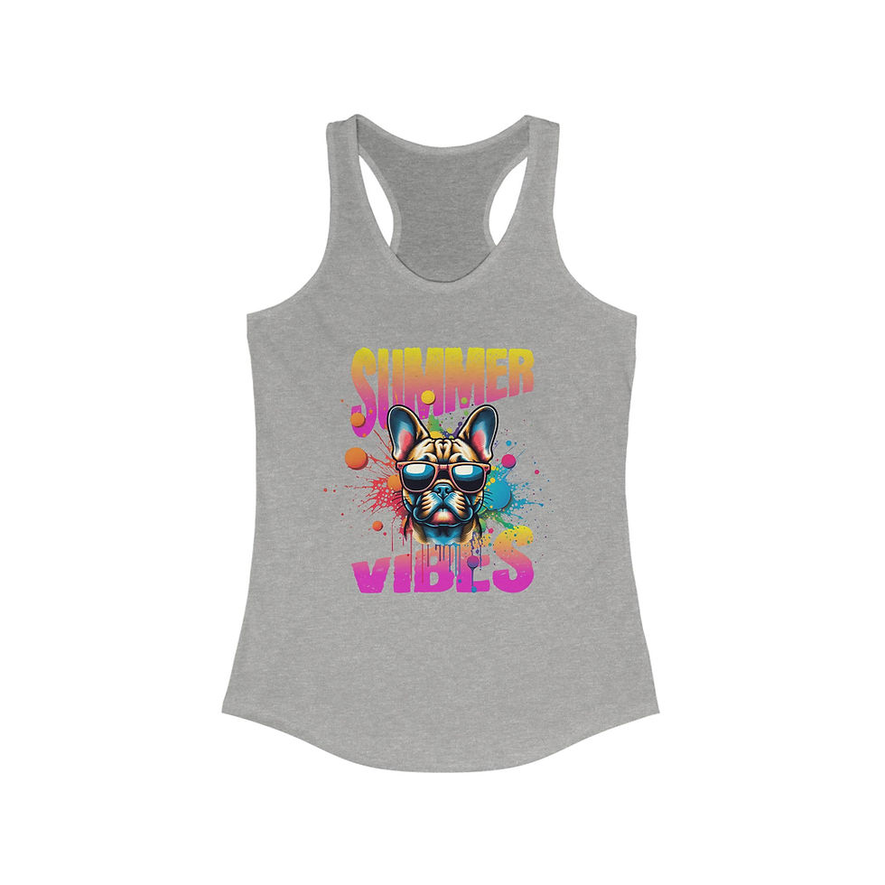Thumbnail: Summer Vibes French Bulldog Racerback Tank - Perfect for Hot Summer Days