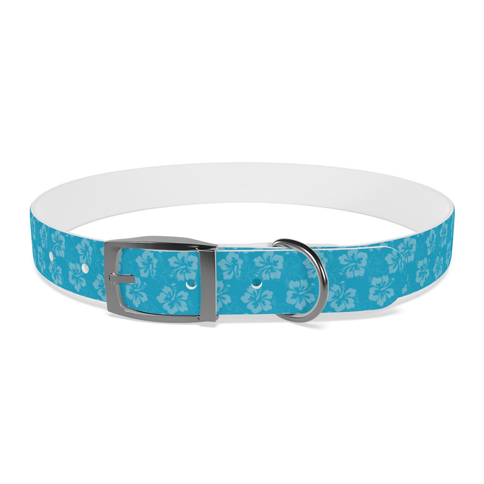 Thumbnail: Blue Hawaiian Dog Collar, Adjustable Pet Collar, Cute Dog Accessories