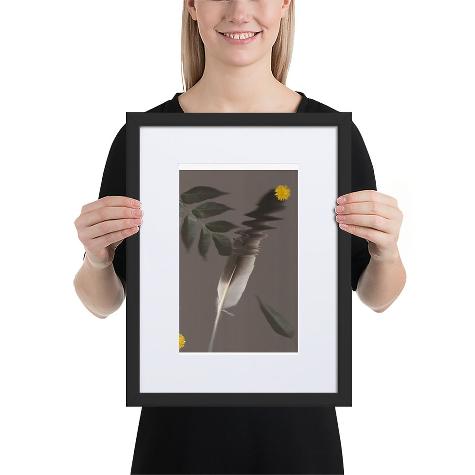 Thumbnail: Feather and flower Matte Paper Framed Poster With Mat