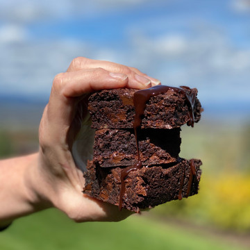 Gooey Chocolate Brownies with Espresso Chocolate Sauce
