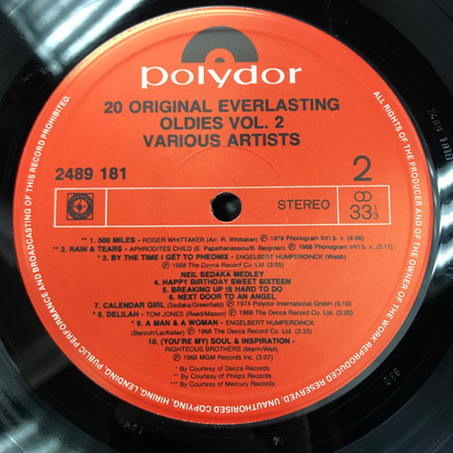 Various ‎–20 Original Everlasting Oldies Vol.2 | 港膠所Vinyl HK