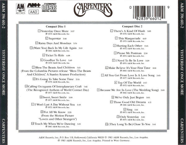 縮圖：Carpenters ‎– Yesterday Once More