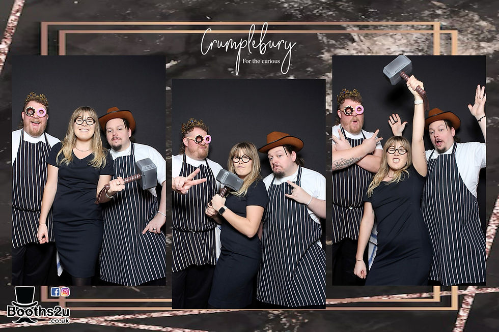 Eye-level view of a vintage photo booth with colourful props