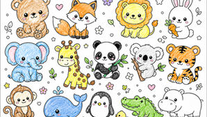 Cute Kawaii Animals Coloring Page (and I Spy Activity!)