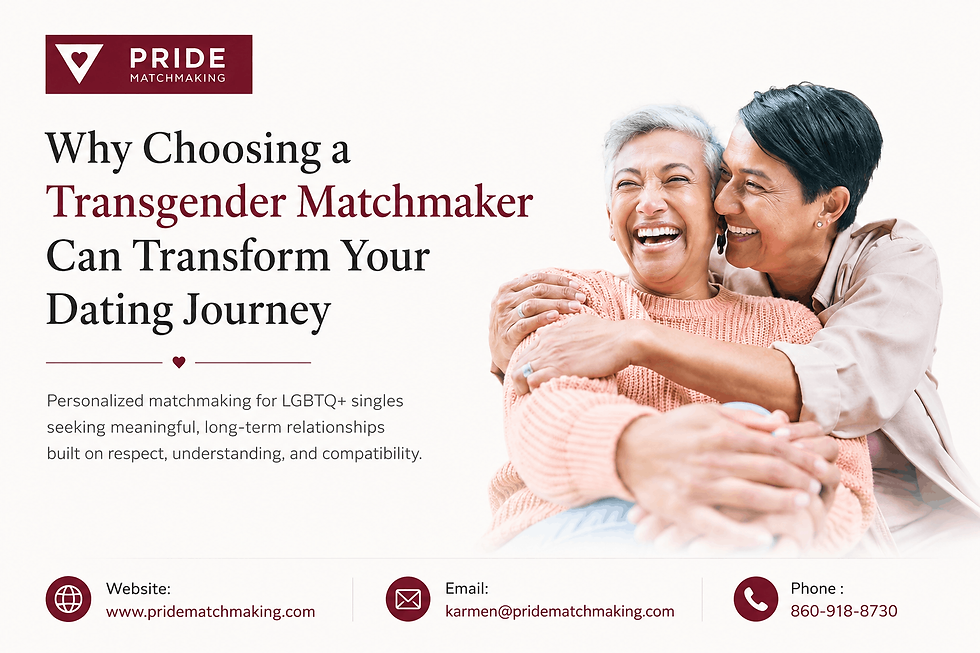 Professional transgender matchmaker helping LGBTQ+ singles build meaningful relationships