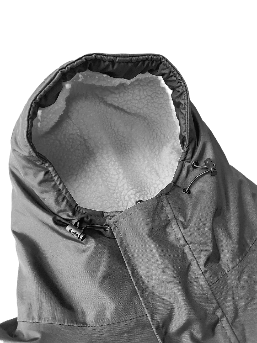 Thumbnail: Black & Grey Explorer robe hood and storm flap