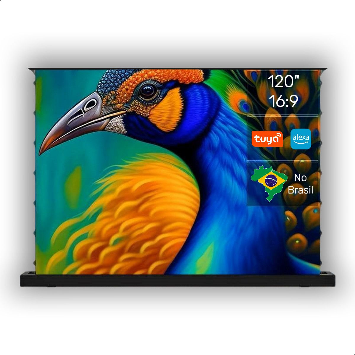 Tela Projecao 120" Motorizada Elevacao WiFi USB RF