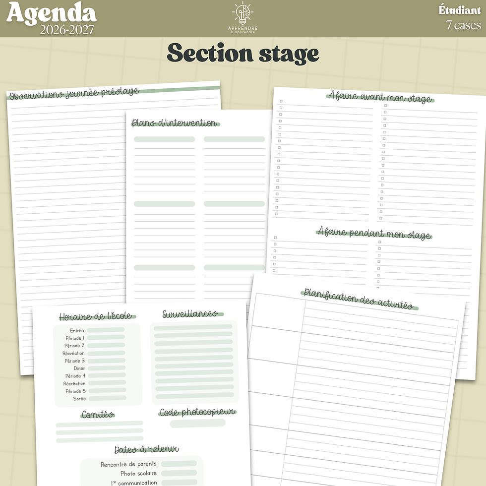 Miniature : Agenda 2026-2027 / Étudiant 7 cases