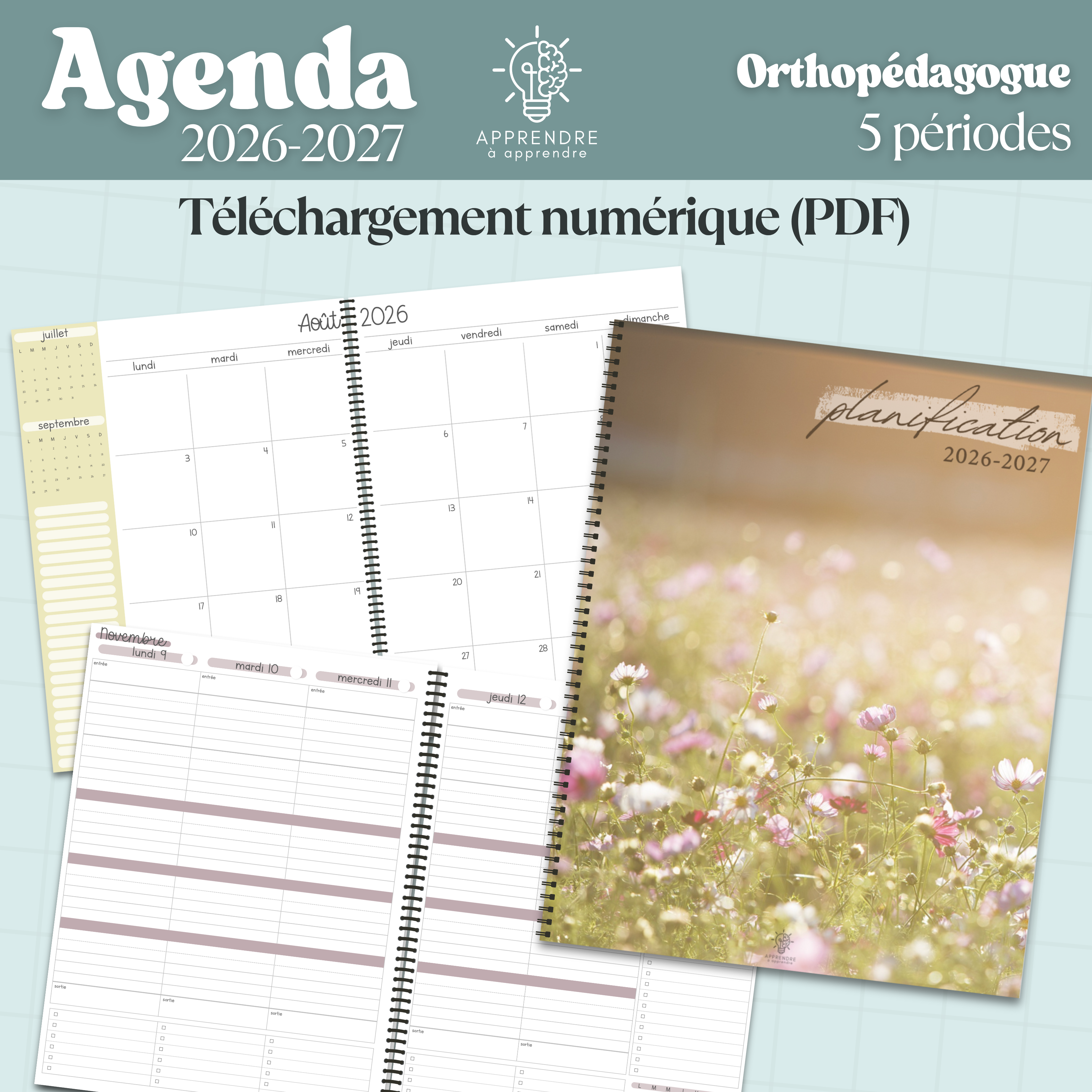 Agenda 2026-2027 / Orthopédagogue 5 périodes (PDF)
