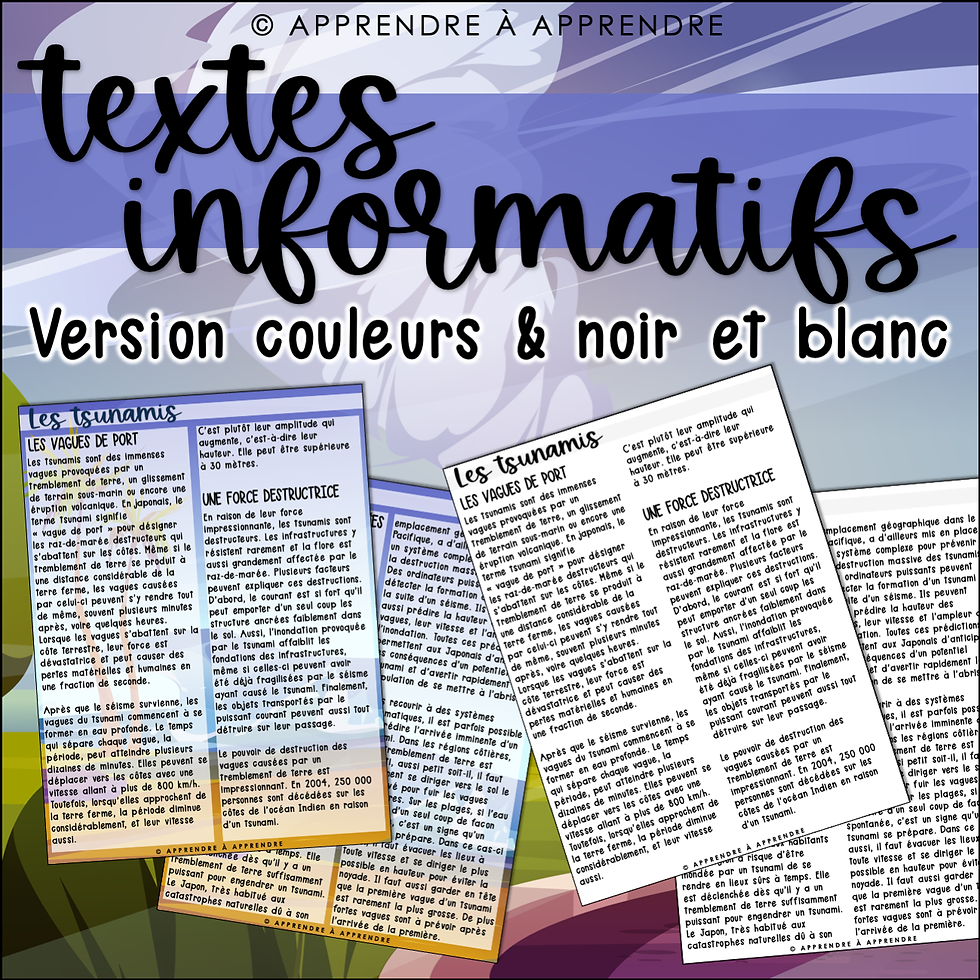 Miniature : Textes informatifs - Catastrophes naturelles