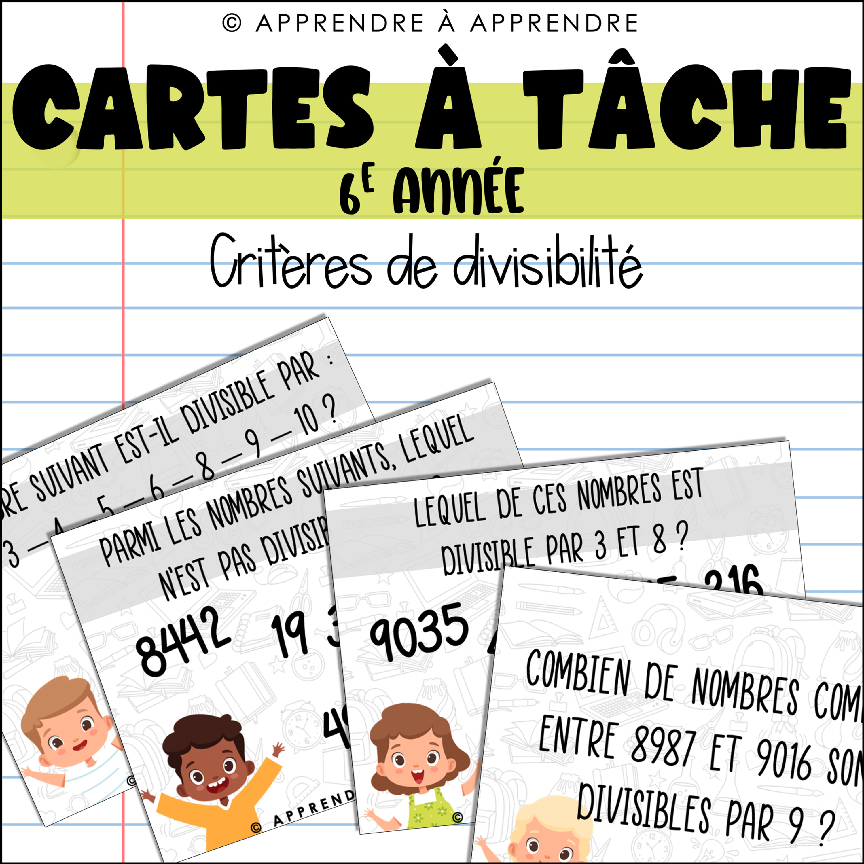 Cartes à tâche - Critères de divisibilité 6e année