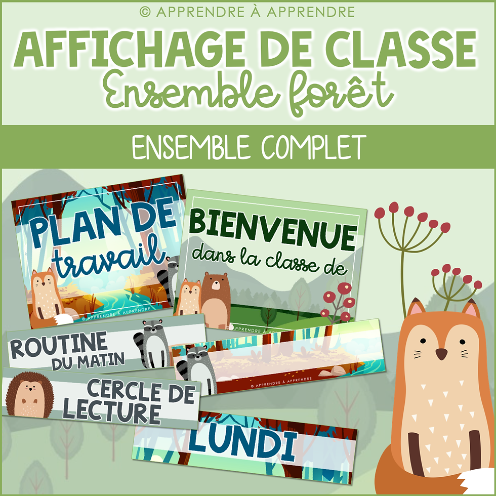 Affichage de classe - Animaux de la forêt