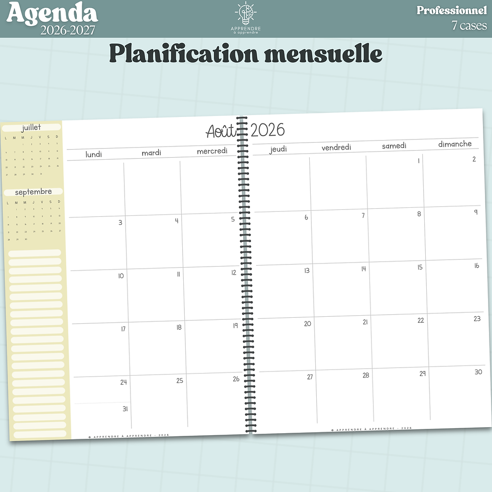 Miniature : Agenda 2026-2027 / Professionnel 7 cases (PDF)