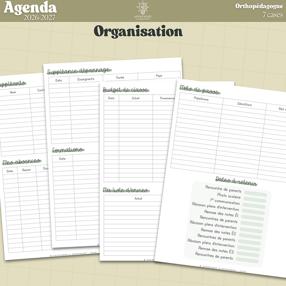 Miniature : Agenda 2026-2027 / Orthopédagogue 7 cases