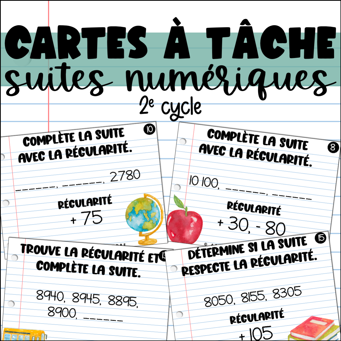 Cartes à tâche - Suites numériques 2e cycle