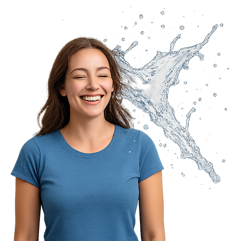 Woman splashed with water